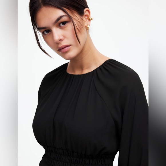 NWT Madewell Bubble-Sleeve Smocked Mini Dress - Picture 6 of 10